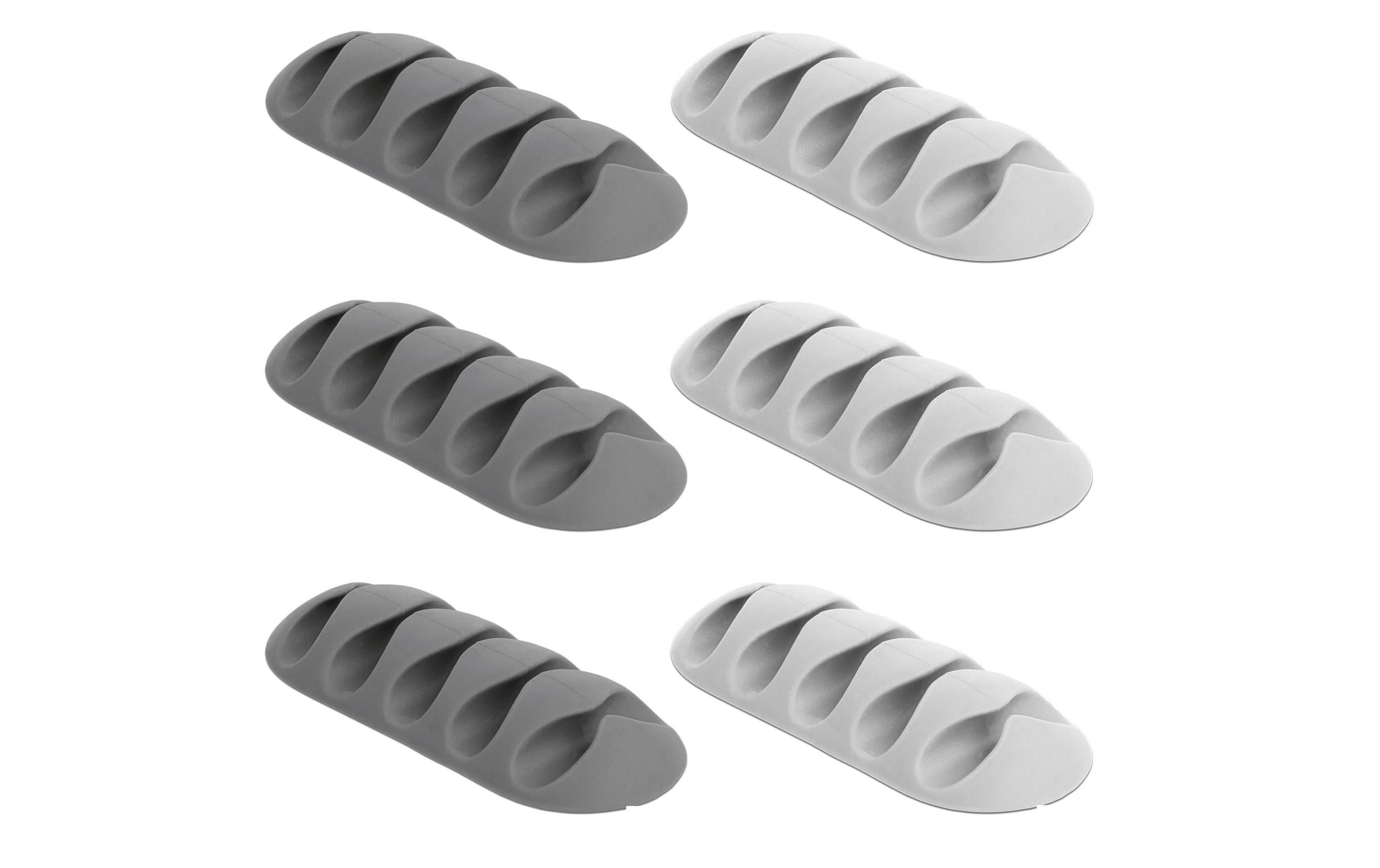 Delock Kabelhalter 2x3 Stück, weiss, grau, 5 Durchführungen 6 Stück