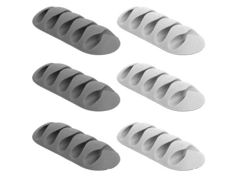 Delock Kabelhalter 2x3 Stück, weiss, grau, 5 Durchführungen 6 Stück