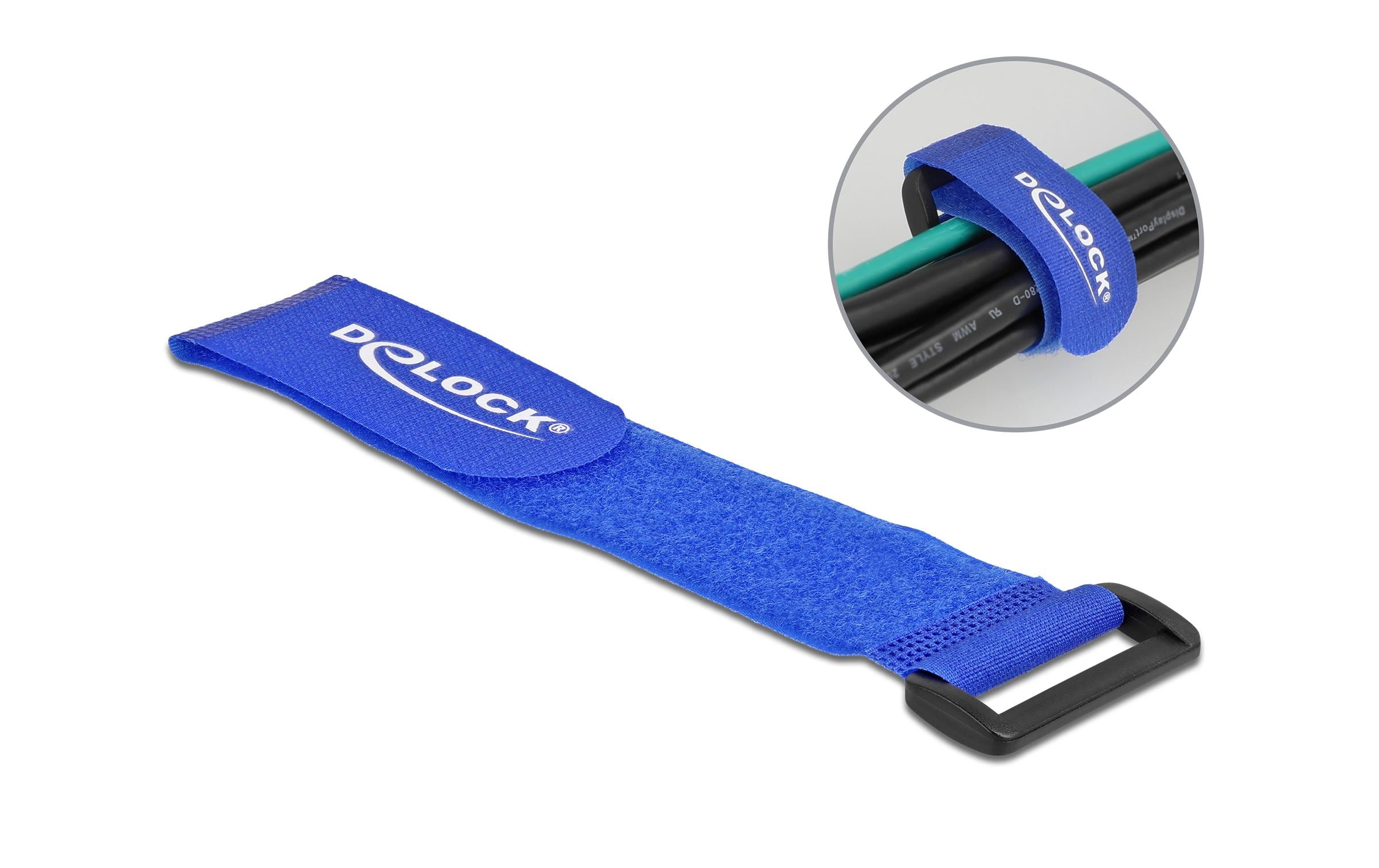 Delock Klettkabelbinder Blau 280 mm x 38 mm 3 Stück