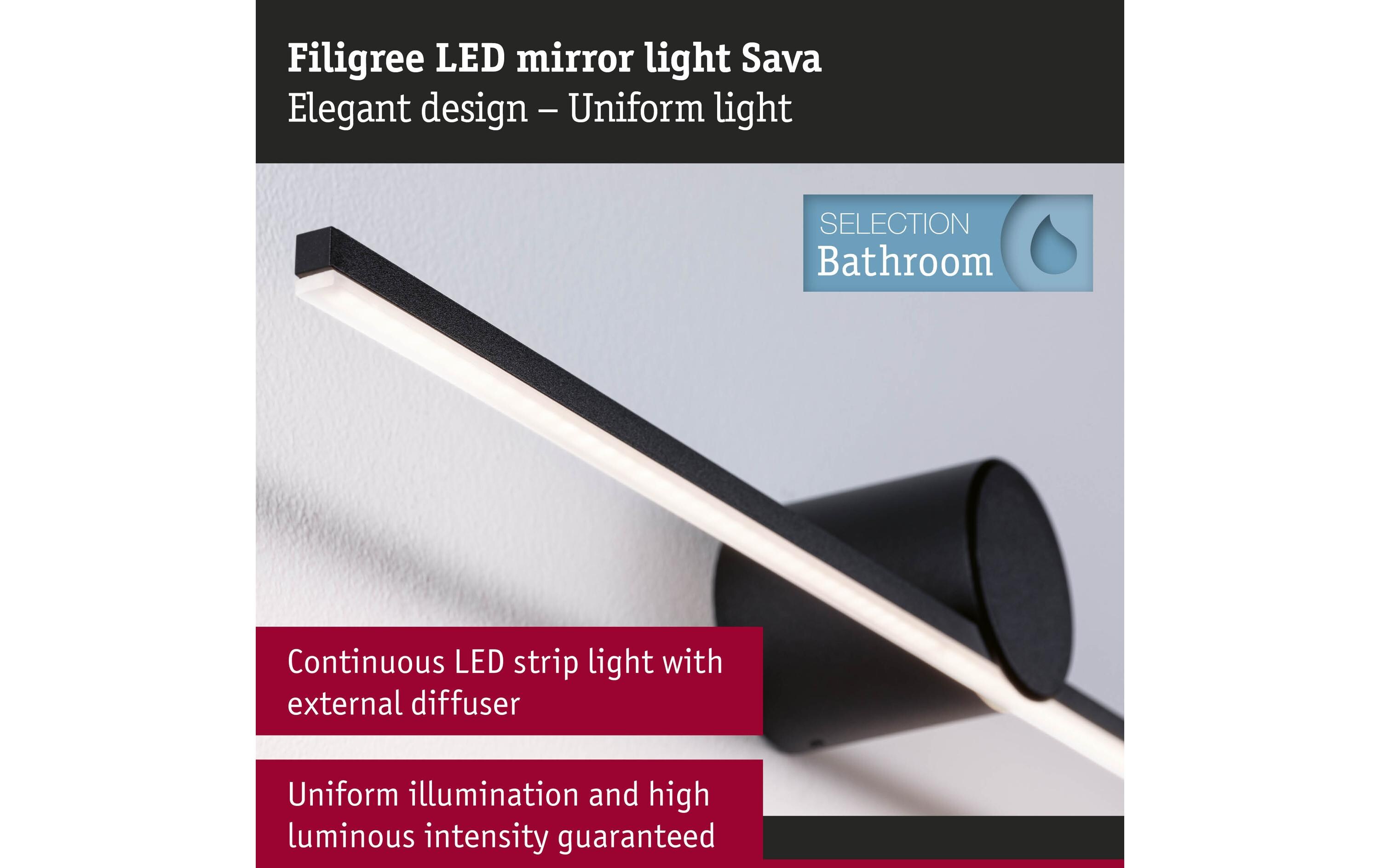 Paulmann Spiegelleuchte LED Sava 4.2W Schwarz Paulmann Spiegelleuchte LED Sava 4.2W Schwarz