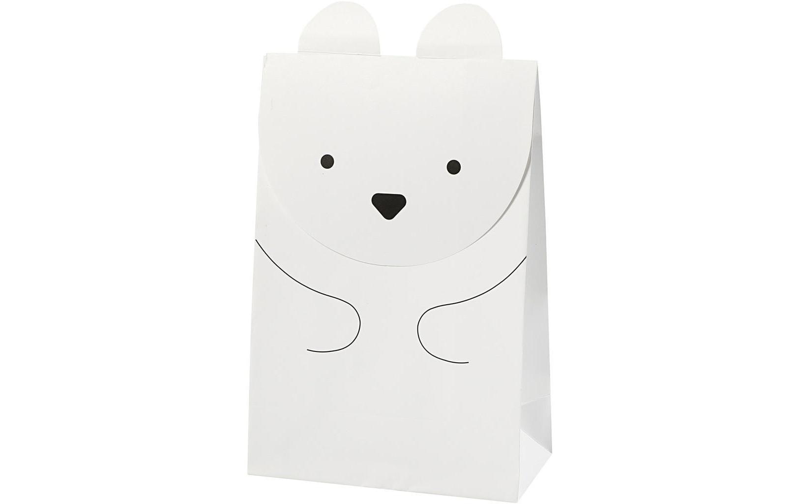 Creativ Company Geschenktüte Eisbär 6 x 12 x 18 cm, 6 Stück, Weiss