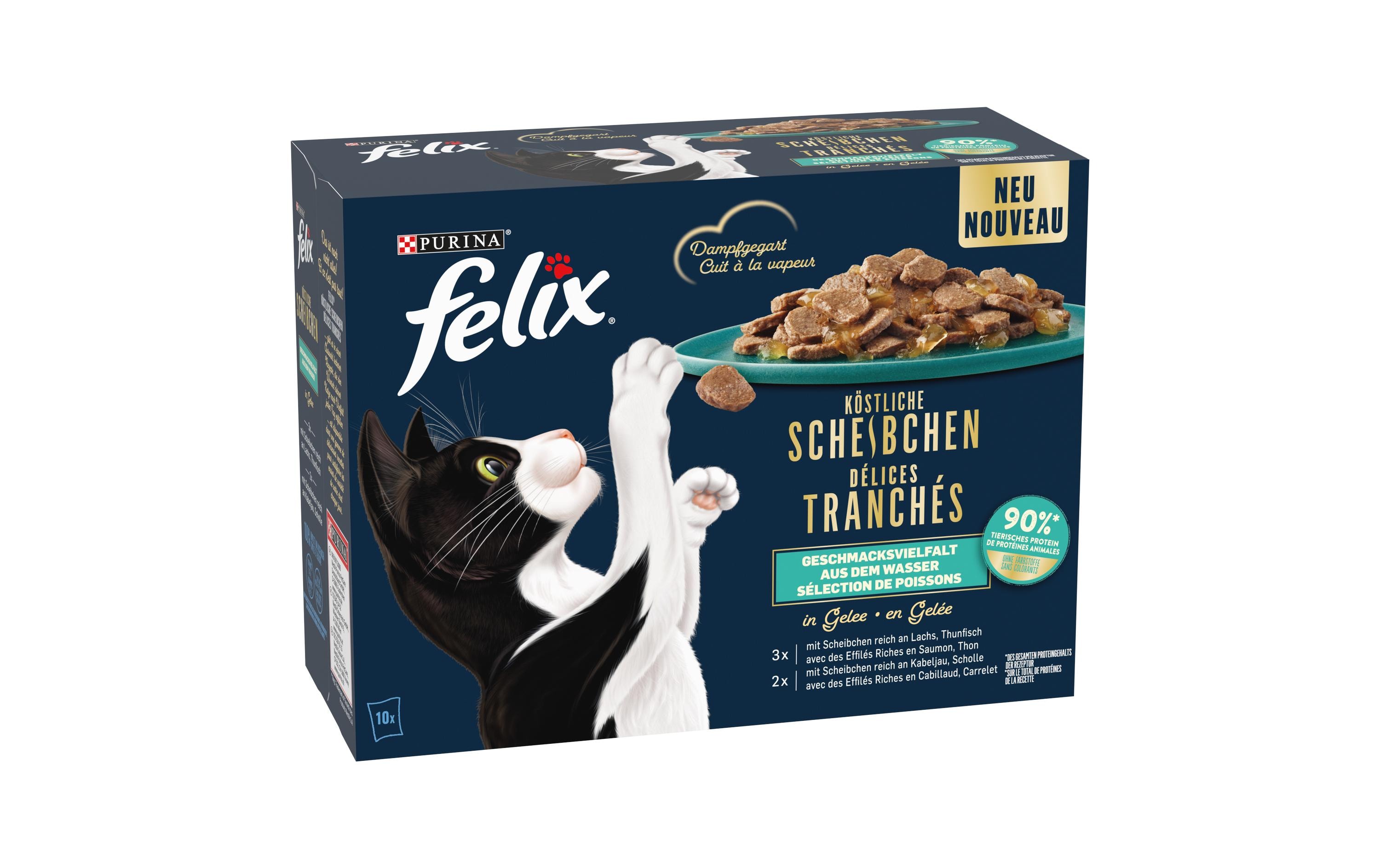 Felix Nassfutter Köstliche Scheibchen Fisch in Gelee, 10 x 80 g Felix Nassfutter Köstliche Scheibchen Fisch in Gelee, 10 x 80 g
