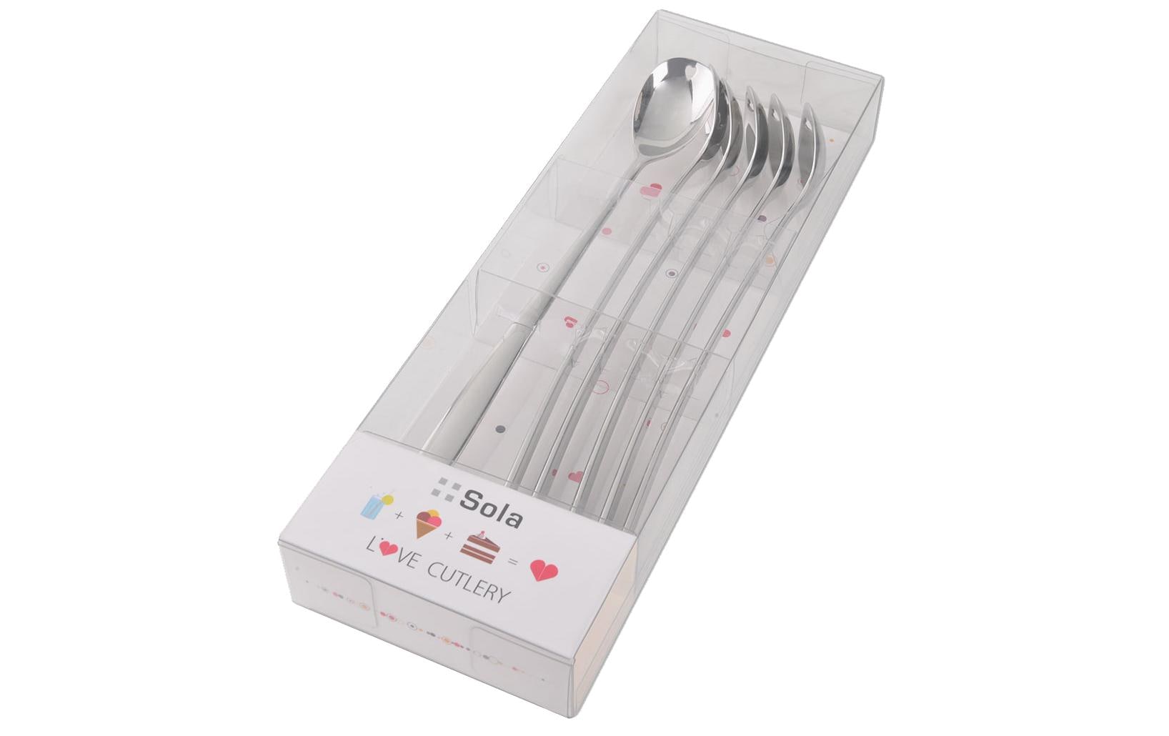 Sola Latte Macchiato Löffel Herz 6 Stück, Chrom