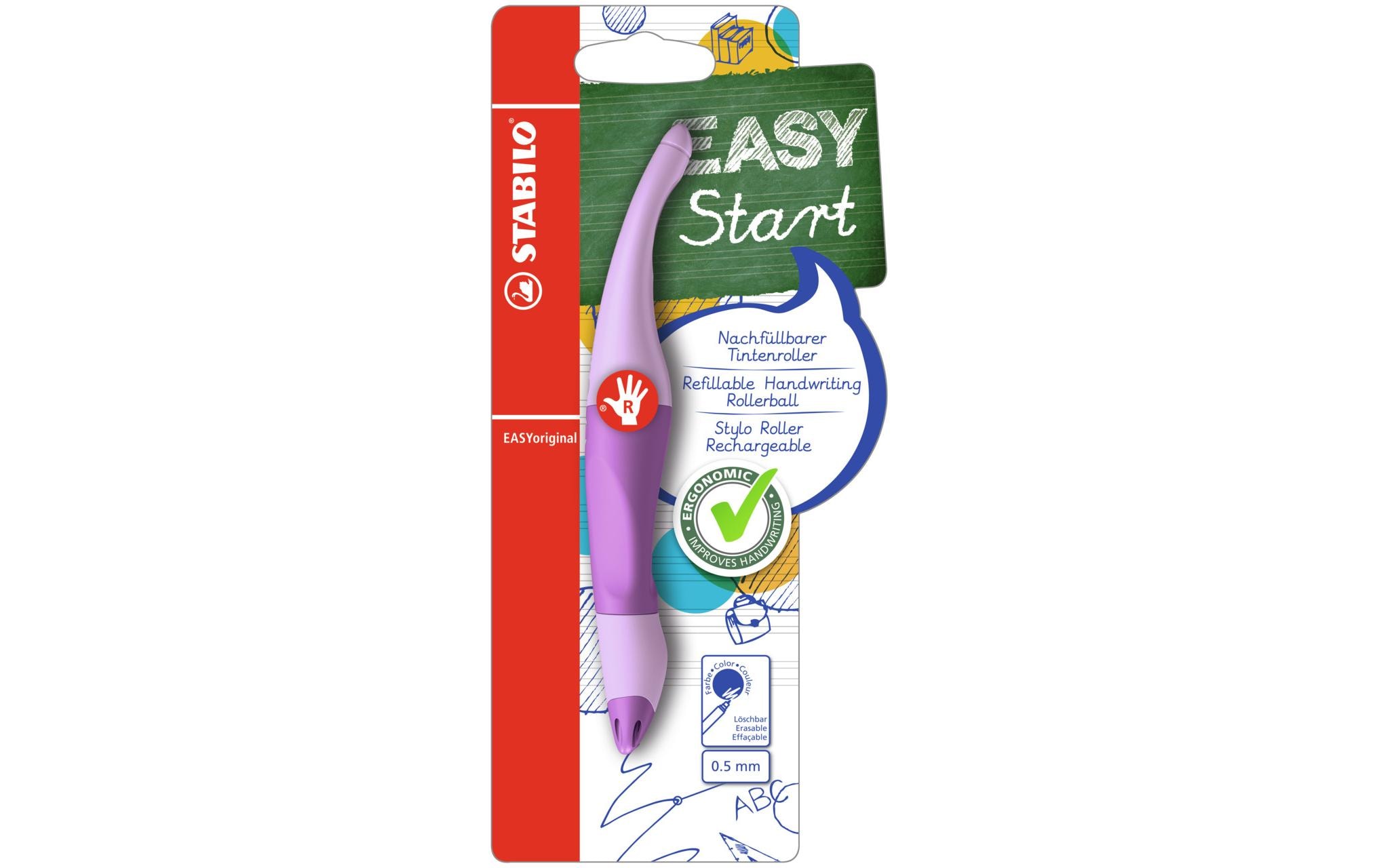 STABILO Rollerball EASYoriginal Pastell 0.5 mm, Rechtshänder, Lila