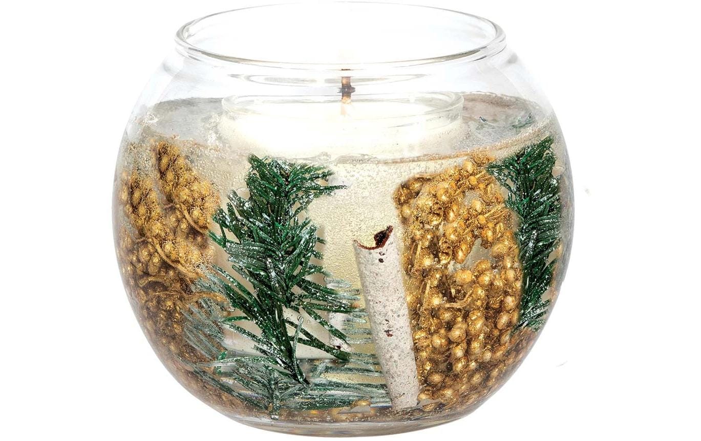 Stoneglow Weihnachtskerze Frosted Wood rund, Transparent