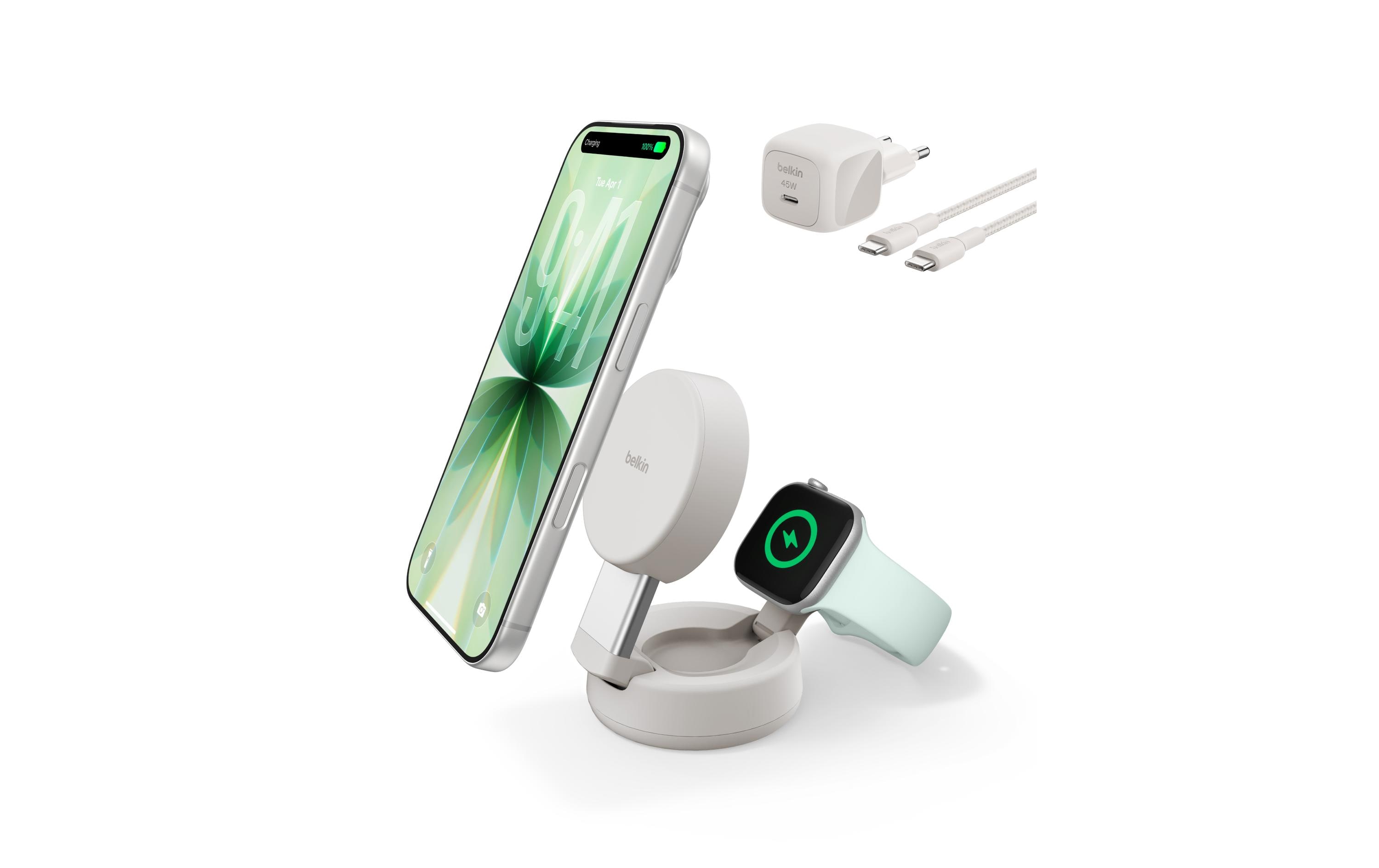 Belkin UltraCharge Pro 2-in-1 2-in-1 Qi2 25W Beige Belkin UltraCharge Pro 2-in-1 2-in-1 Qi2 25W Beige