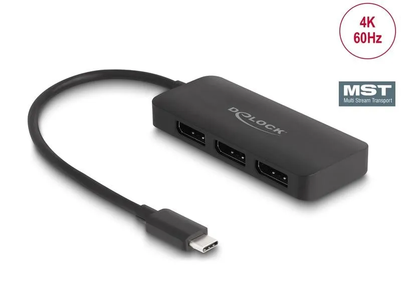 Delock 3-Port Signalsplitter 4K 30 Hz, USB-C - 3x DisplayPort