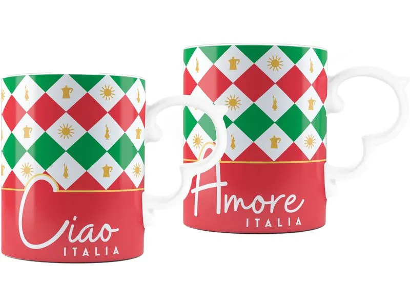 Bialetti Mug Italia Damier, 300 ml, 2 Tassen Bialetti Mug Italia Damier, 300 ml, 2 Tassen