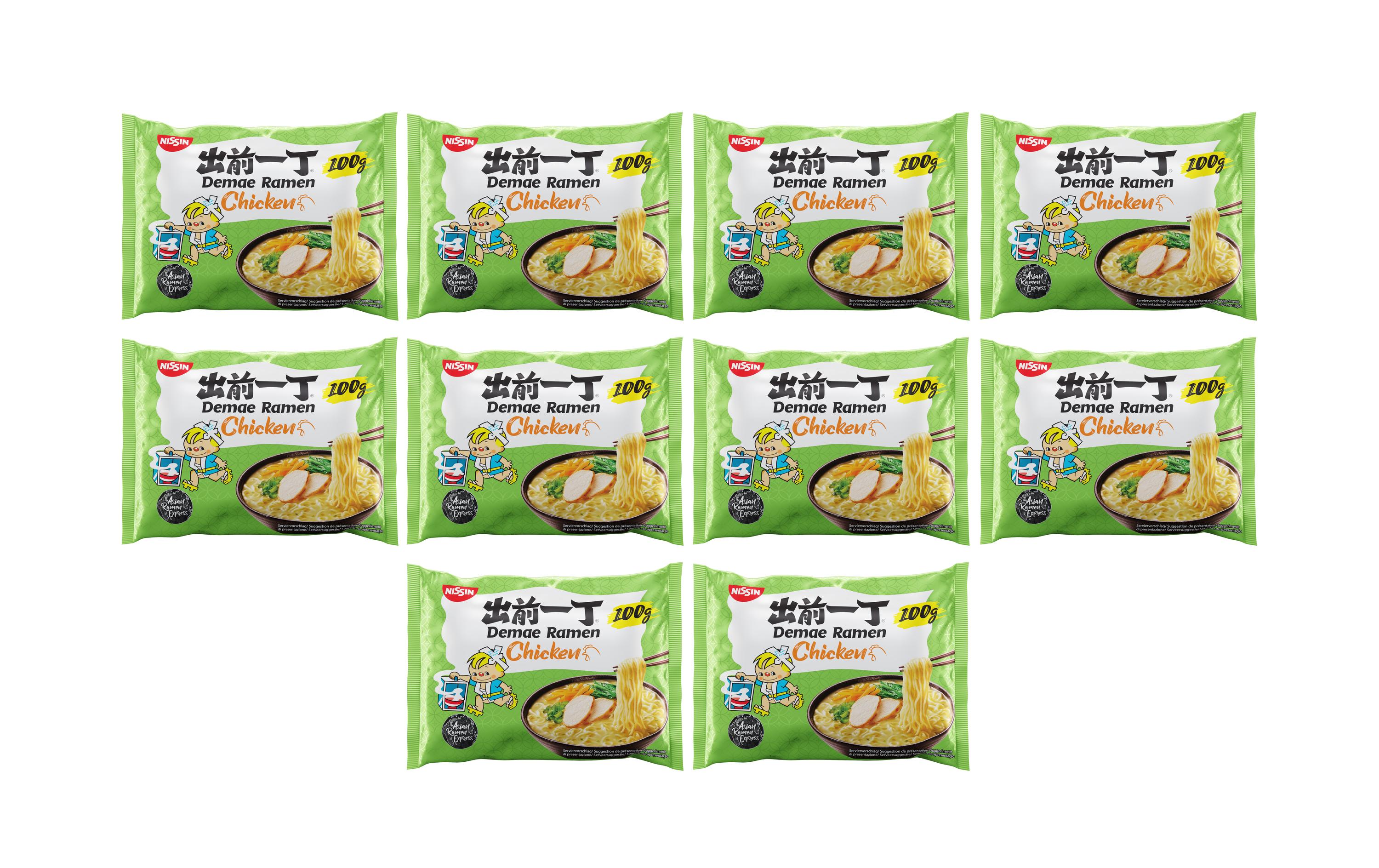 Nissin Food Demae Ramen Nudelsuppe Huhn 10 x 100 g