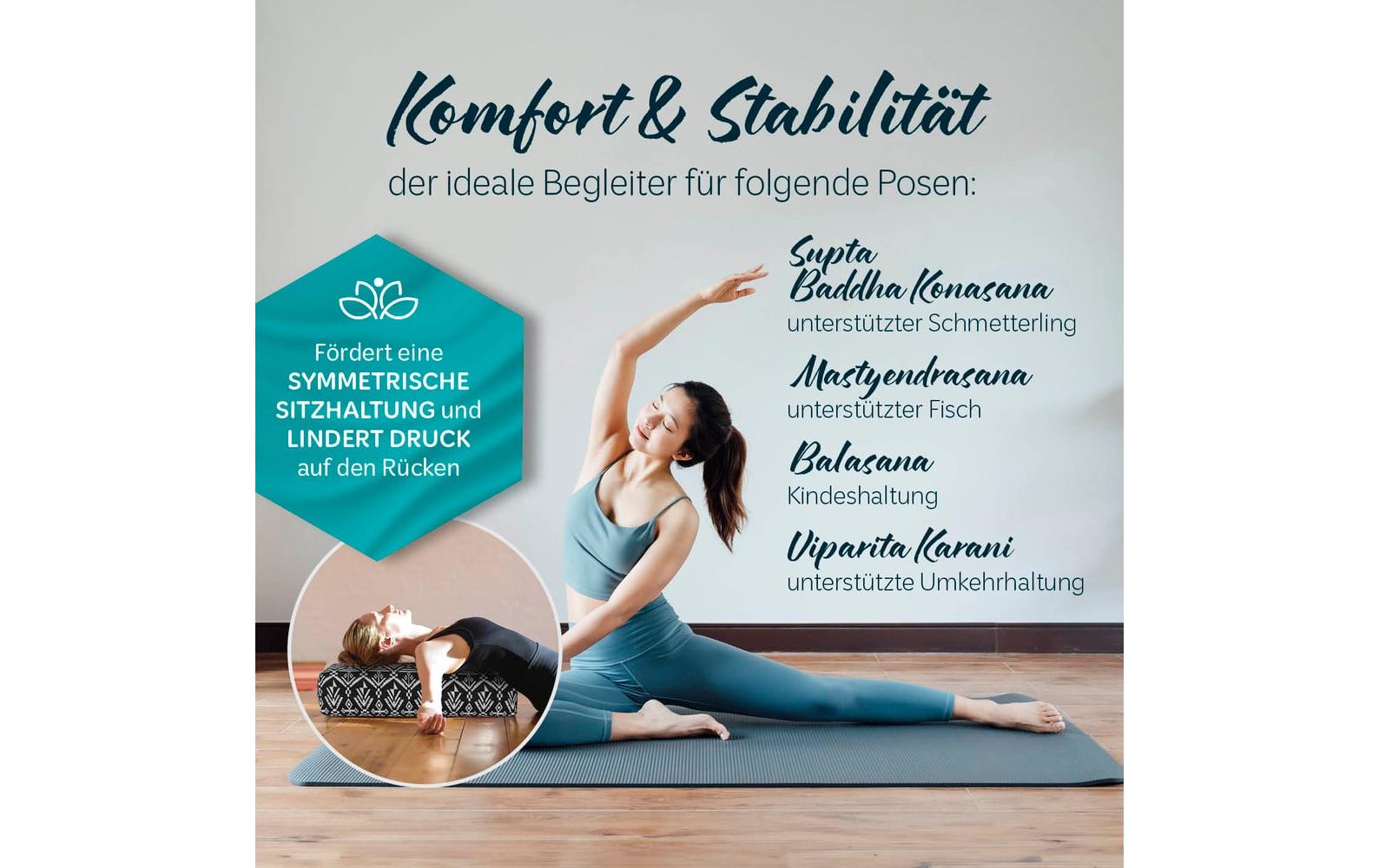 DoYourYoga Yoga-Bolster Paravati Bio-Dinkelspelz, Schwarz/Weiss