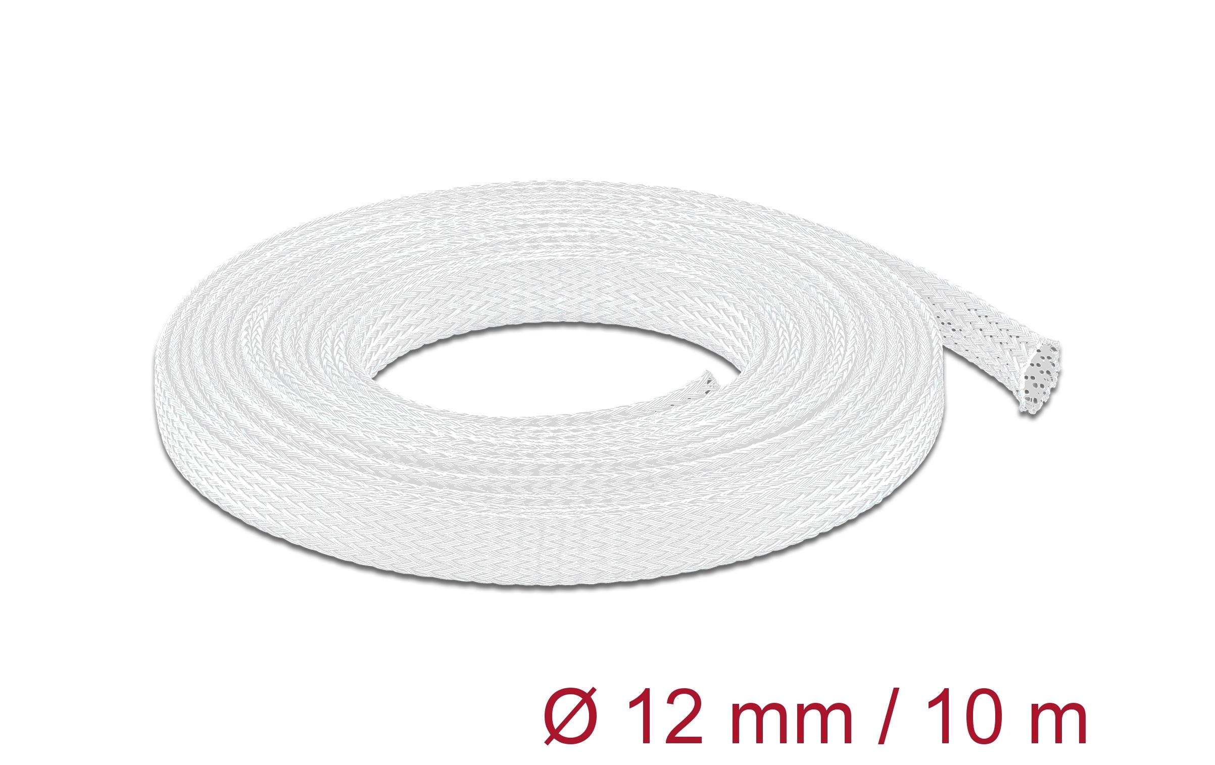 Delock Geflechtschlauch dehnbar 10 m x 12 mm Weiss Delock Geflechtschlauch dehnbar 10 m x 12 mm Weiss