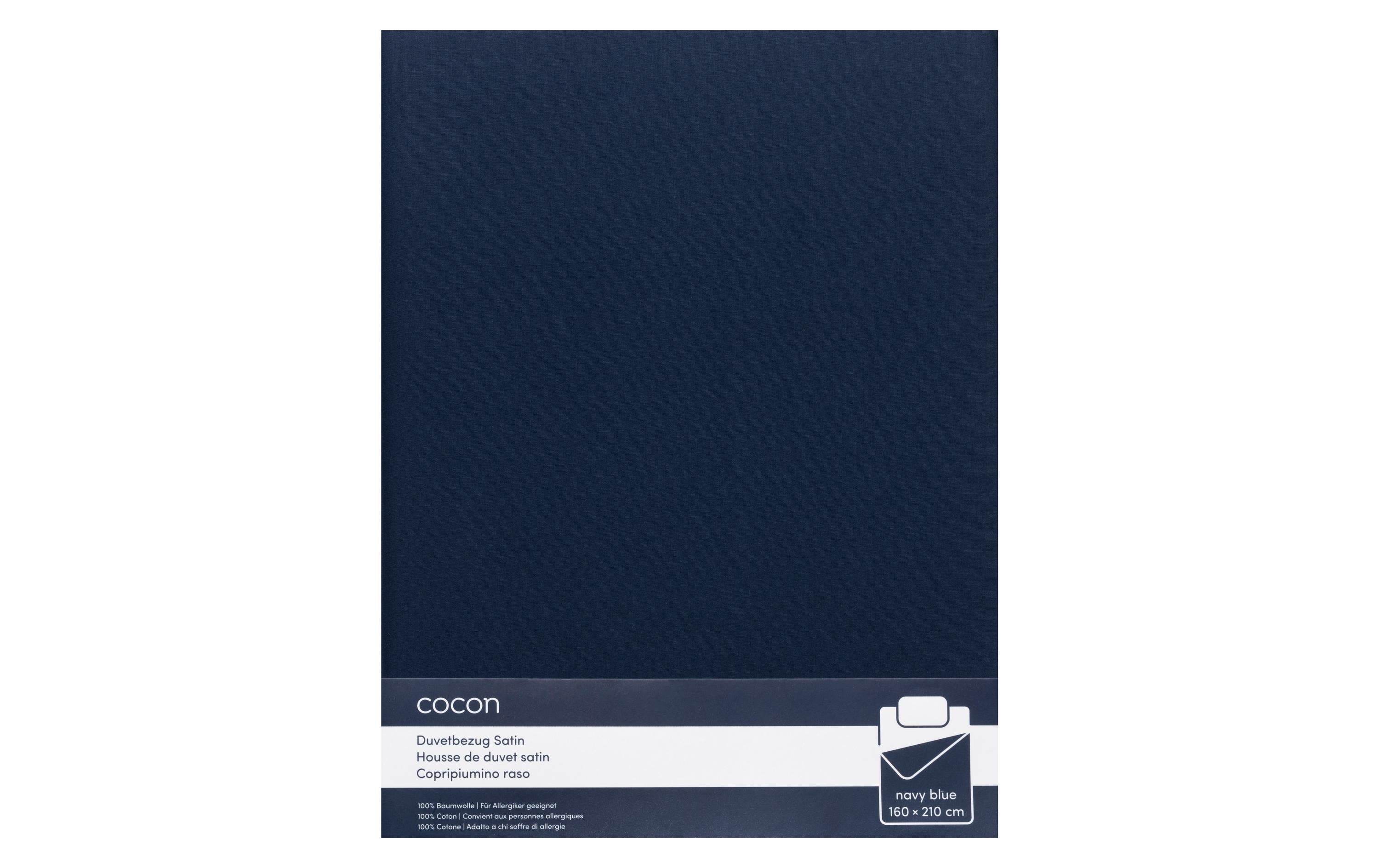 COCON Duvetbezug Satin 160 x 210 cm, Marineblau