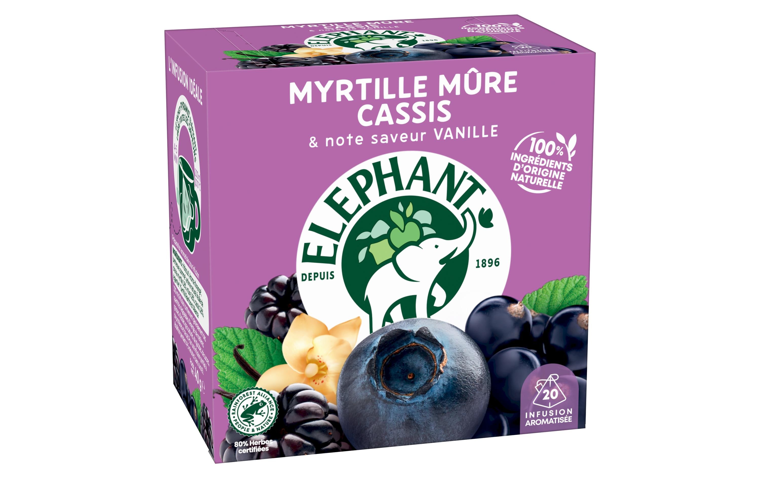Eléphant Teebeutel Infusion Myrtille Múre Cassis 20 Stück