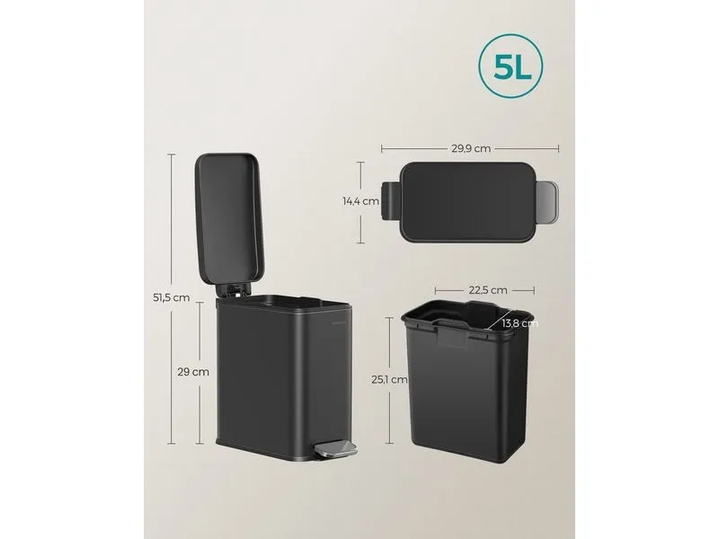 Songmics Kosmetikeimer 5 l, Schwarz Songmics Kosmetikeimer 5 l, Schwarz