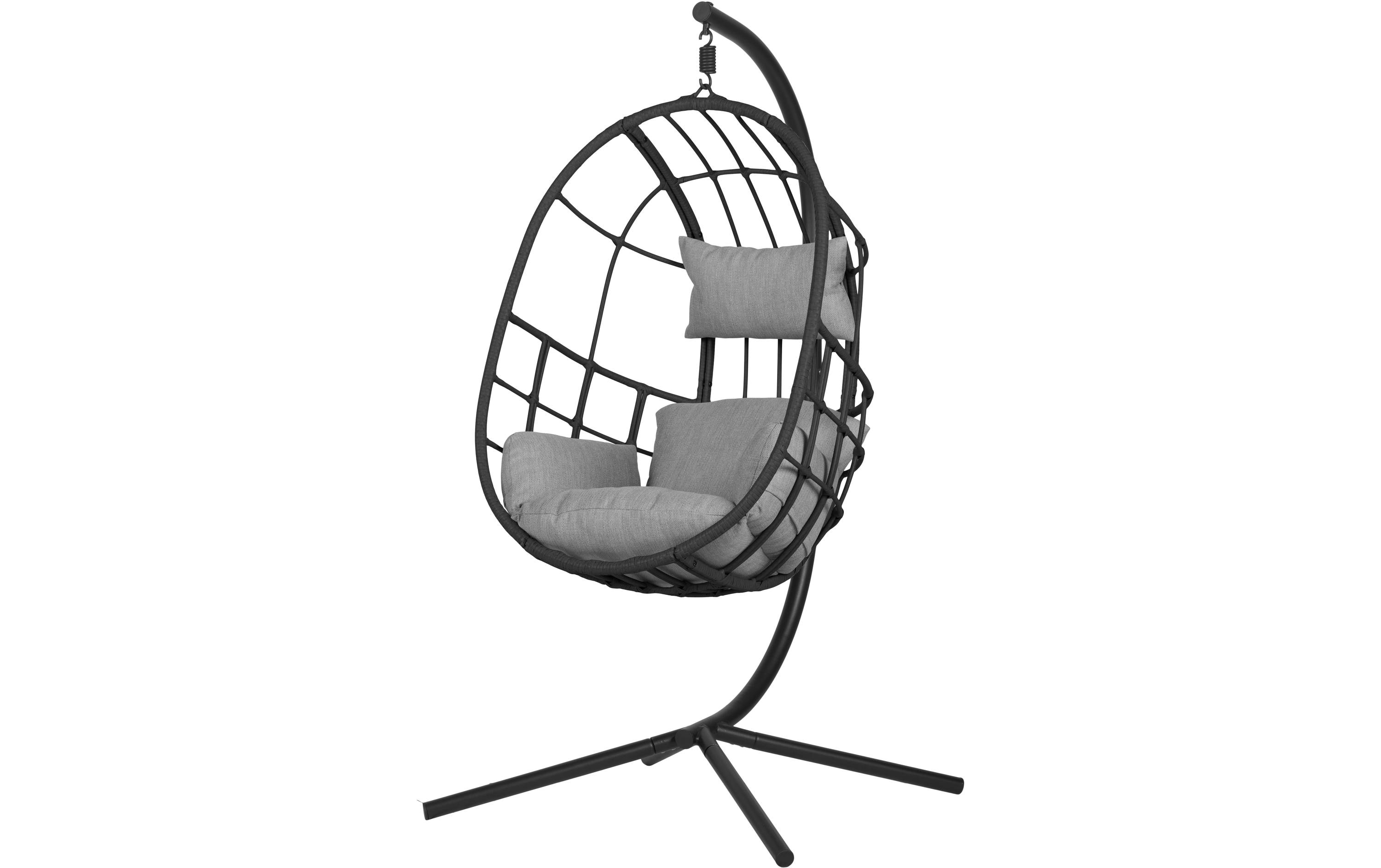 Schou Hängestuhl Jerry, mit Kissen, 128 x 128 x 190 cm – Schwarz