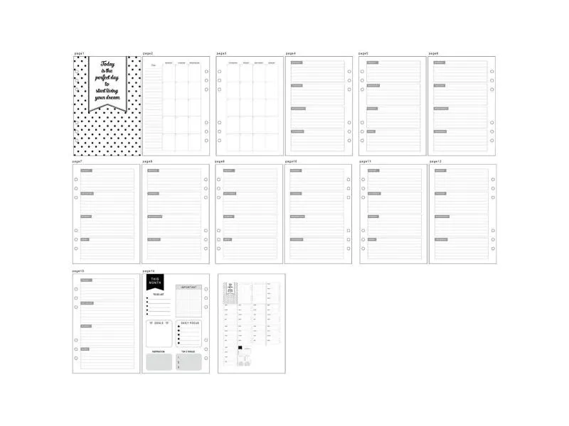 Creativ Company Papiersatzeinlage 5-Wochen-Plan, 142 x 210 mm, 7 Seiten
