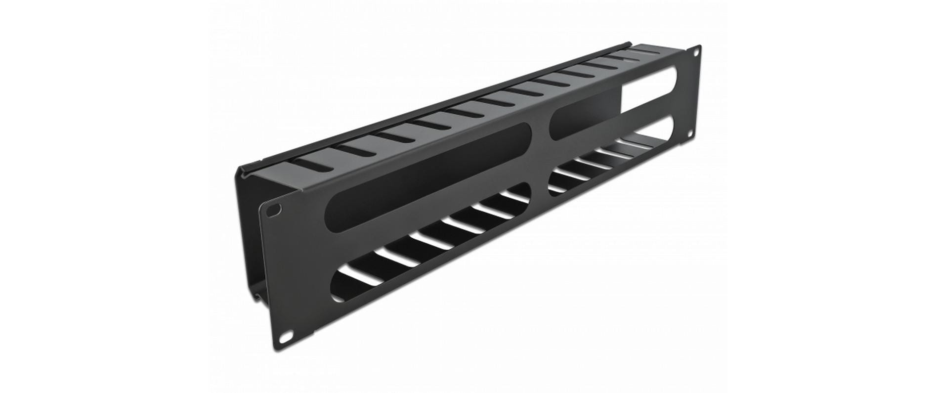 Delock Kabelführungspanel 2HE mit 4 Öffnungen , Schwarz