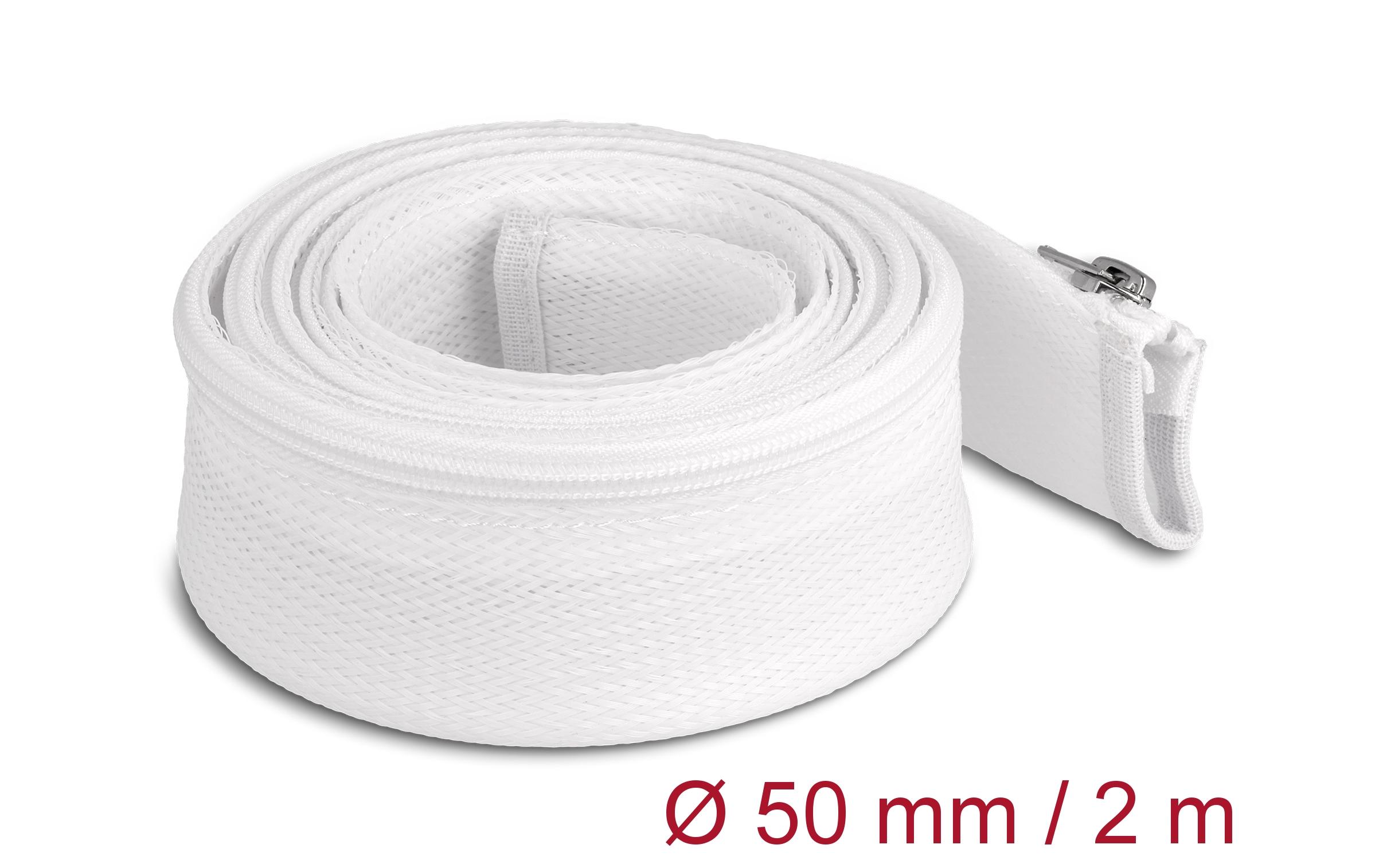 Delock Geflechtschlauch mit Reissverschluss 2 m x 50 mm Weiss Delock Geflechtschlauch mit Reissverschluss 2 m x 50 mm Weiss