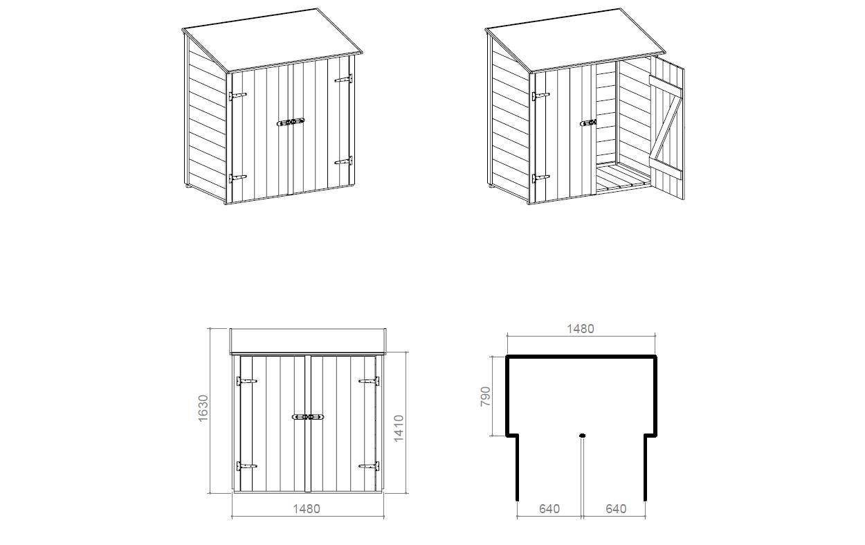 Innovesta Geräteschrank Holz 152 x 83 x 163 cm