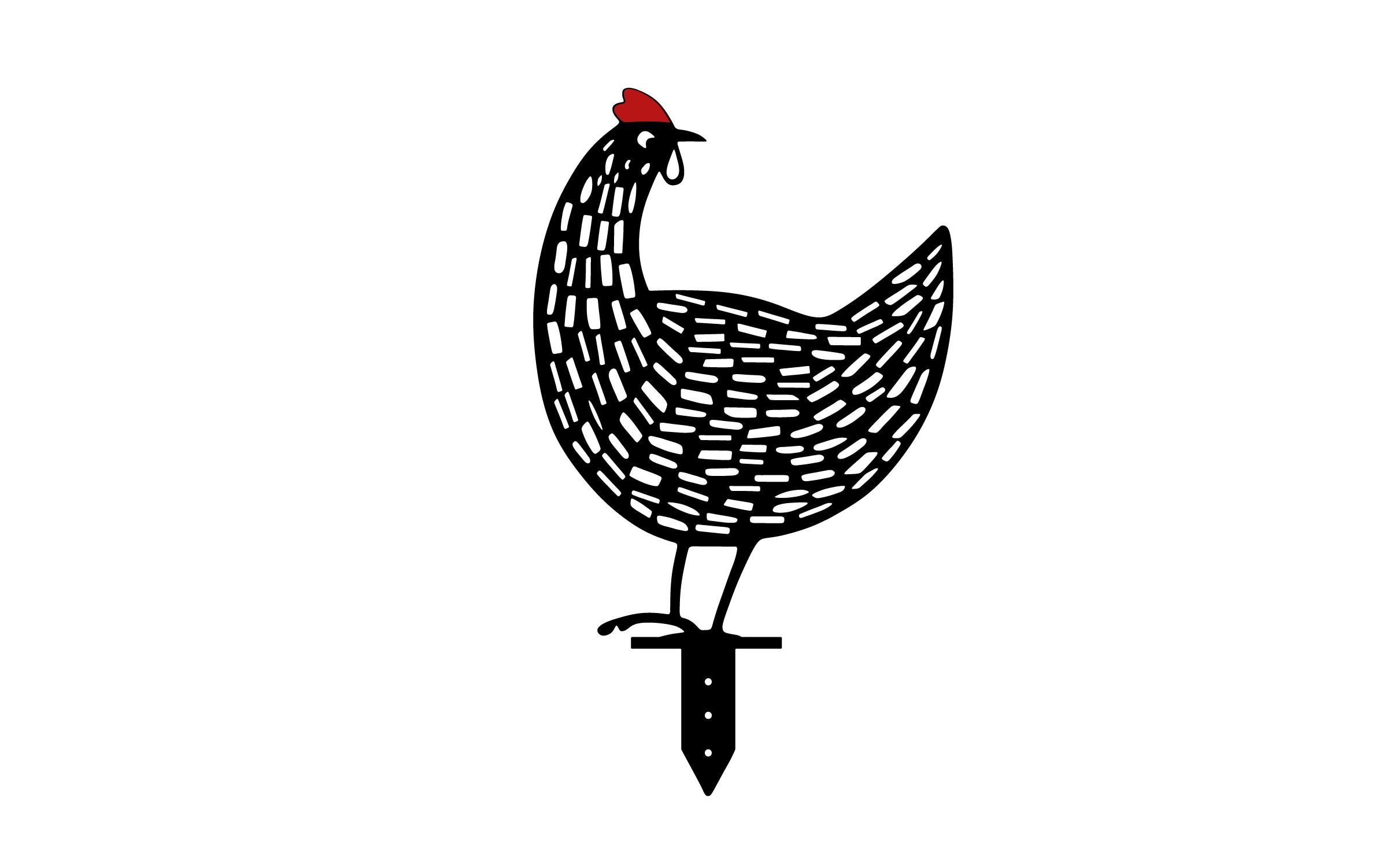 Wallxpert Gartenstecker Huhn 30 cm, 5er Set, Schwarz