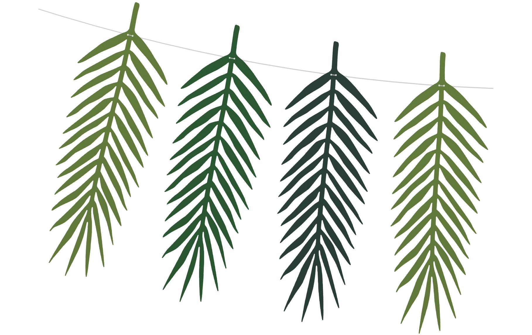 Partydeco Girlande Aloha Blätter 125 x 35 cm, Grün