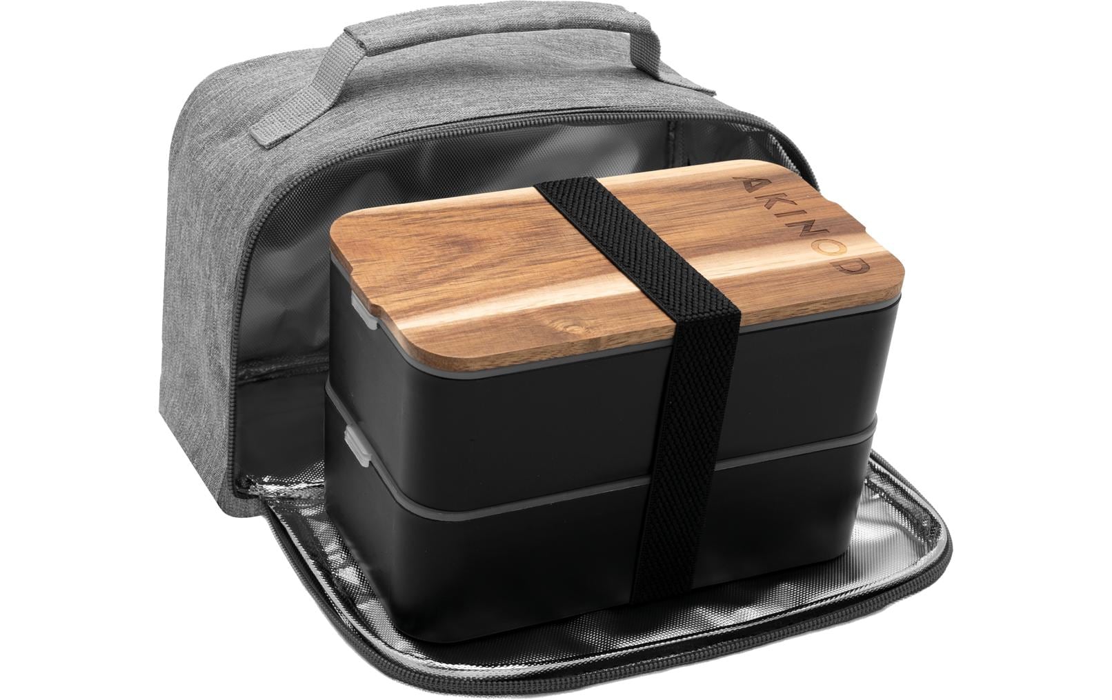 Akinod Bento und Lunchbag 11H58 Schwarz