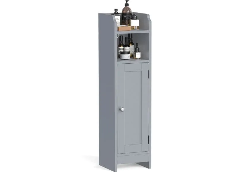 VASAGLE Badezimmer-Schrank 18 x 80 cm, Grau VASAGLE Badezimmer-Schrank 18 x 80 cm, Grau