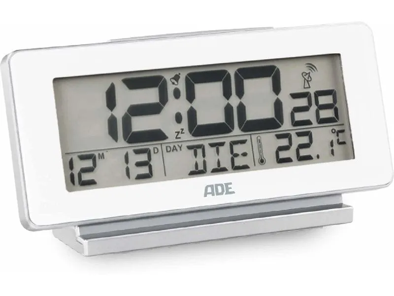 ADE Funkwecker mit Temperatur und Datumsanzeige, Weiss ADE Funkwecker mit Temperatur und Datumsanzeige, Weiss