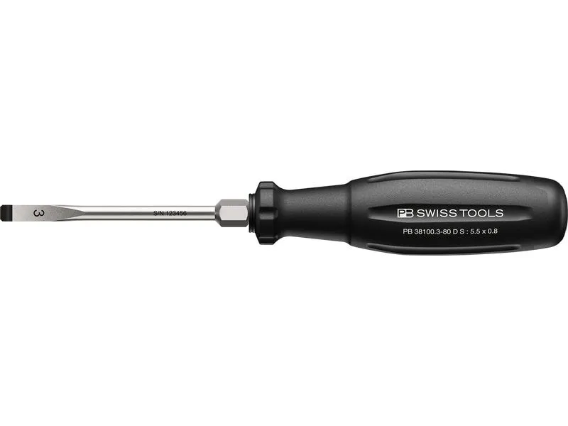 PB Swiss Tools Schlitz-Schraubenzieher SwissGrip Evo PB 38100.3-80 D S PB Swiss Tools Schlitz-Schraubenzieher SwissGrip Evo PB 38100.3-80 D S