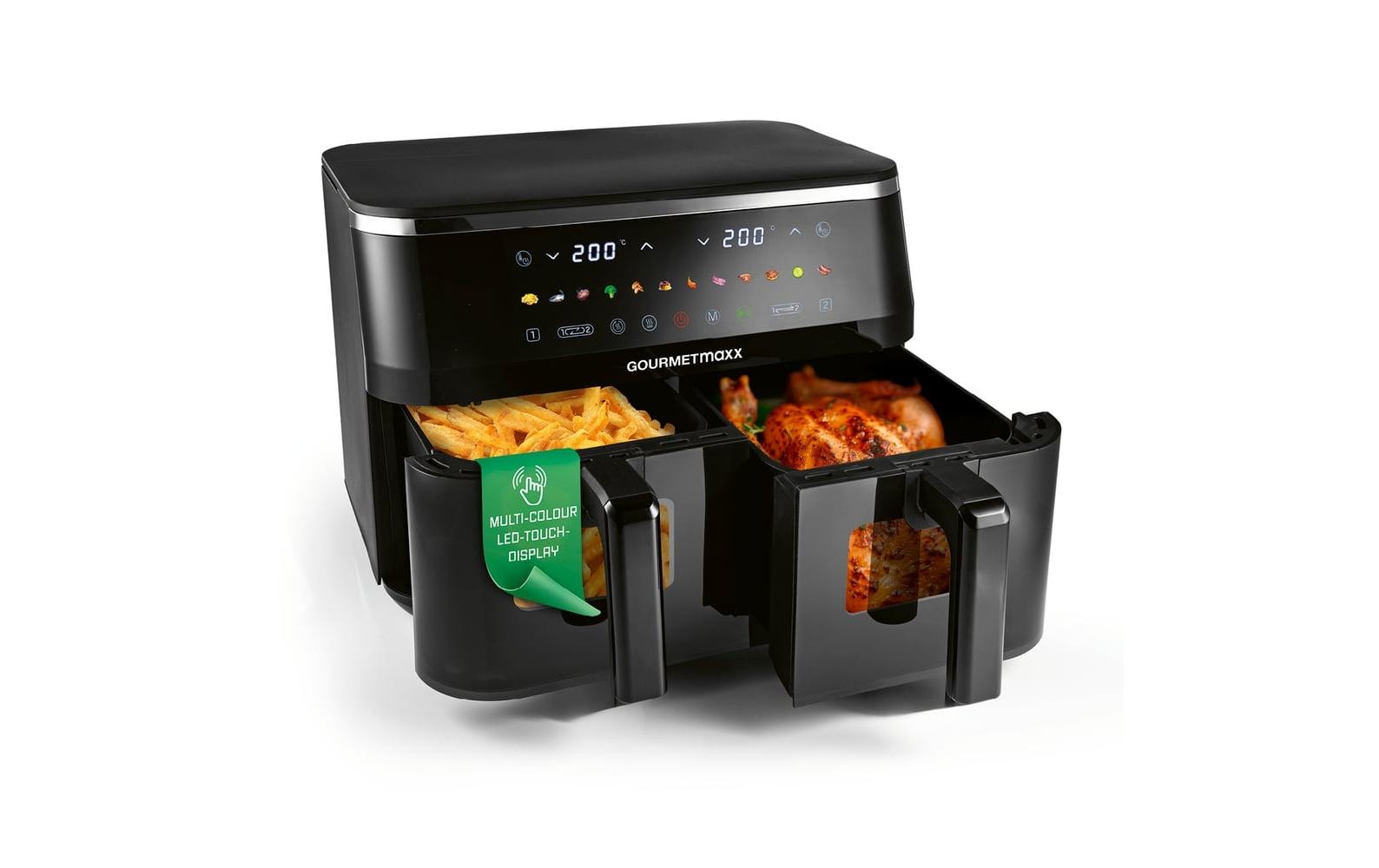 GOURMETmaxx Heissluft-Fritteuse mit Doppelkorb, 9 l