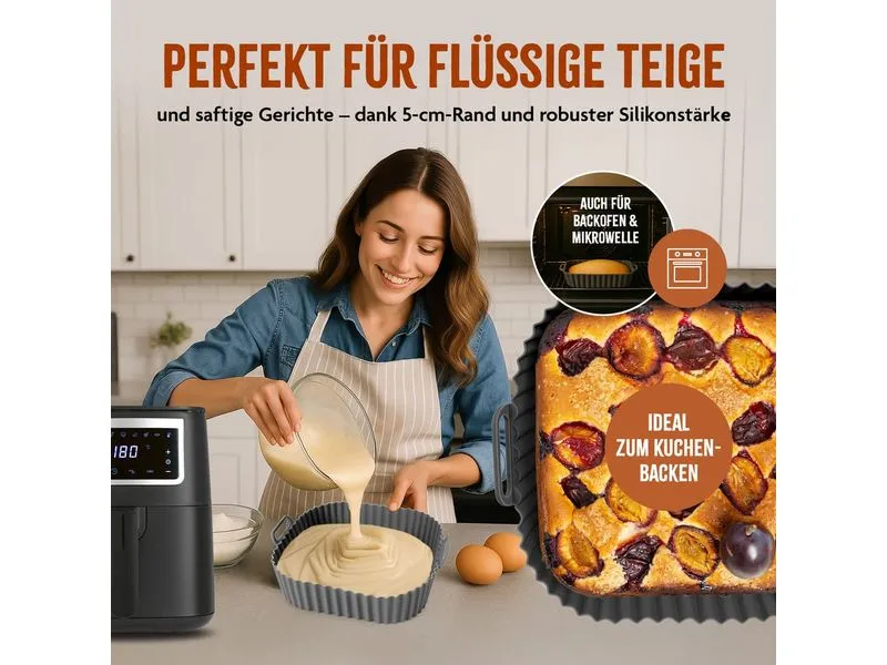 KitchBo Silikonform 20 x 20 x 6.3 cm, Schwarz / Grau