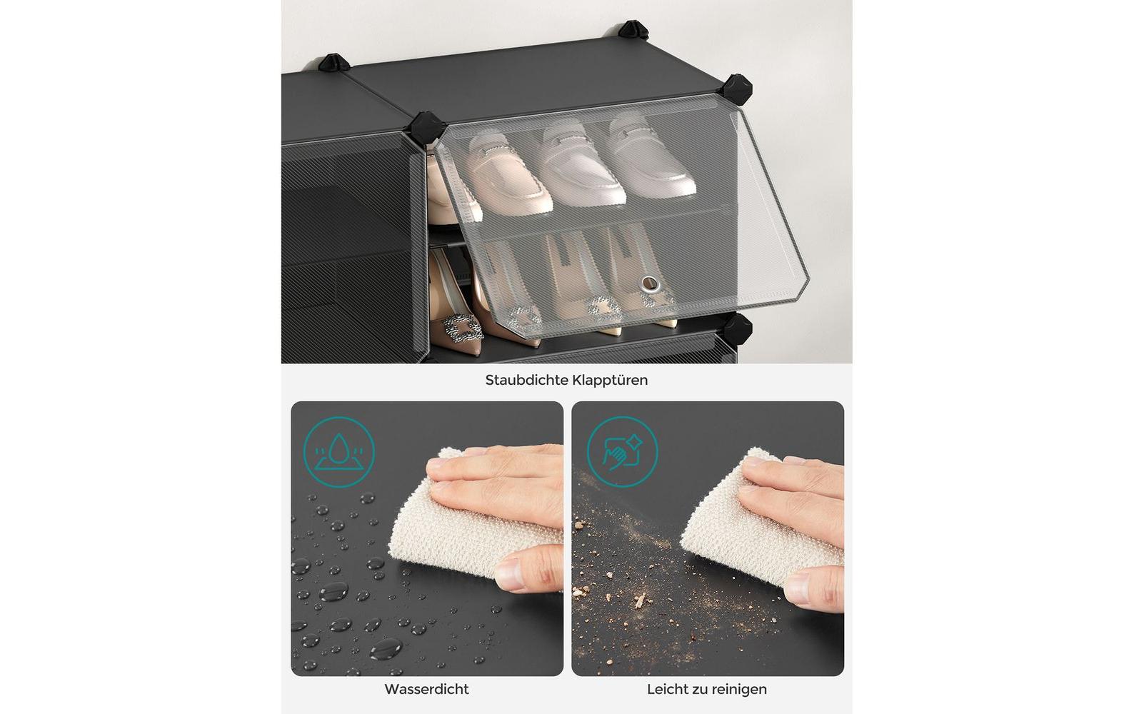 Songmics Schuhboxen stapelbar 124 x 94 cm, Schwarz