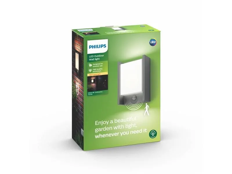 Philips myGarden Wandleuchte Arbour, 600 lm, Anthrazit + Sensor Philips myGarden Wandleuchte Arbour, 600 lm, Anthrazit + Sensor