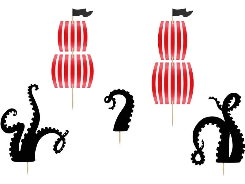 Partydeco Kuchen-Topper Piraten 1 Stück, Rot/Schwarz Partydeco Kuchen-Topper Piraten 1 Stück, Rot/Schwarz