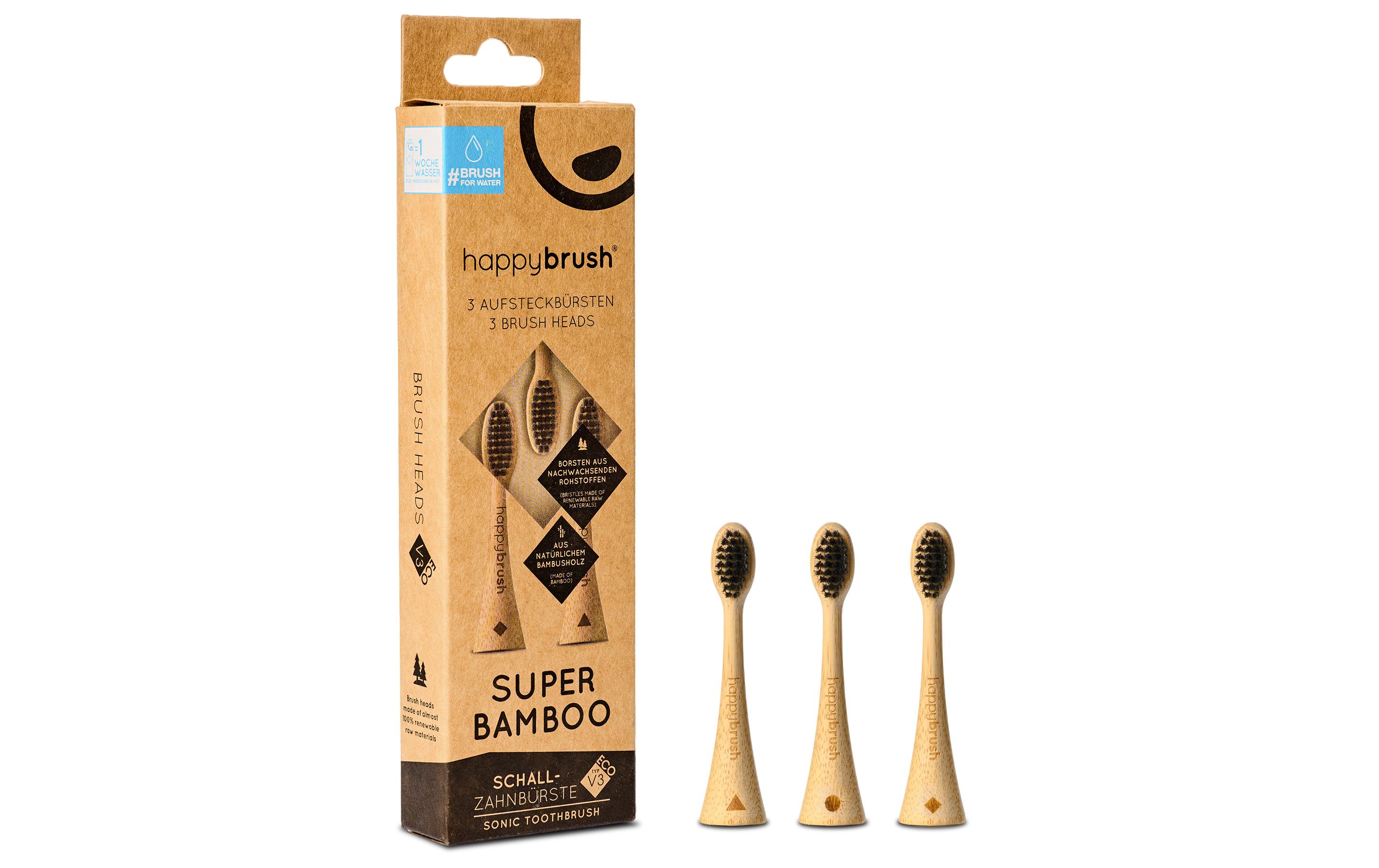 happybrush Zahnbürstenkopf Bambus V3 3 Stück