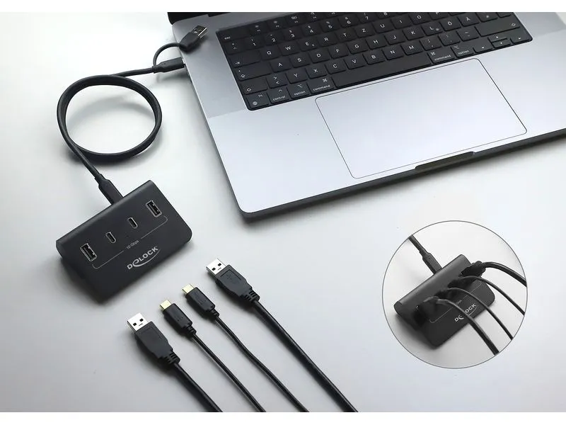 Delock Hub (10 Gbps, Metall, 2x USB-C, 2x USB-A) Delock Hub (10 Gbps, Metall, 2x USB-C, 2x USB-A)