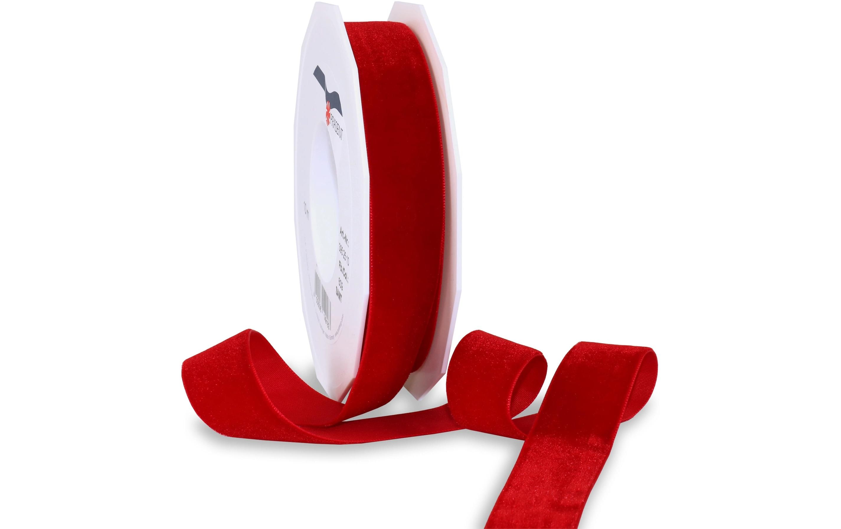 Pattberg Geschenkband Samt 25 mm x 10 m, Rot