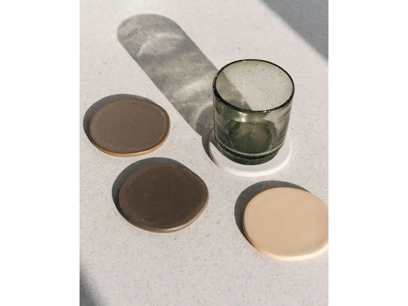 Esmée Keramikuntersetzer Earth 4 Stück Beige/Braun/Weiss, Ø 9.5 cm