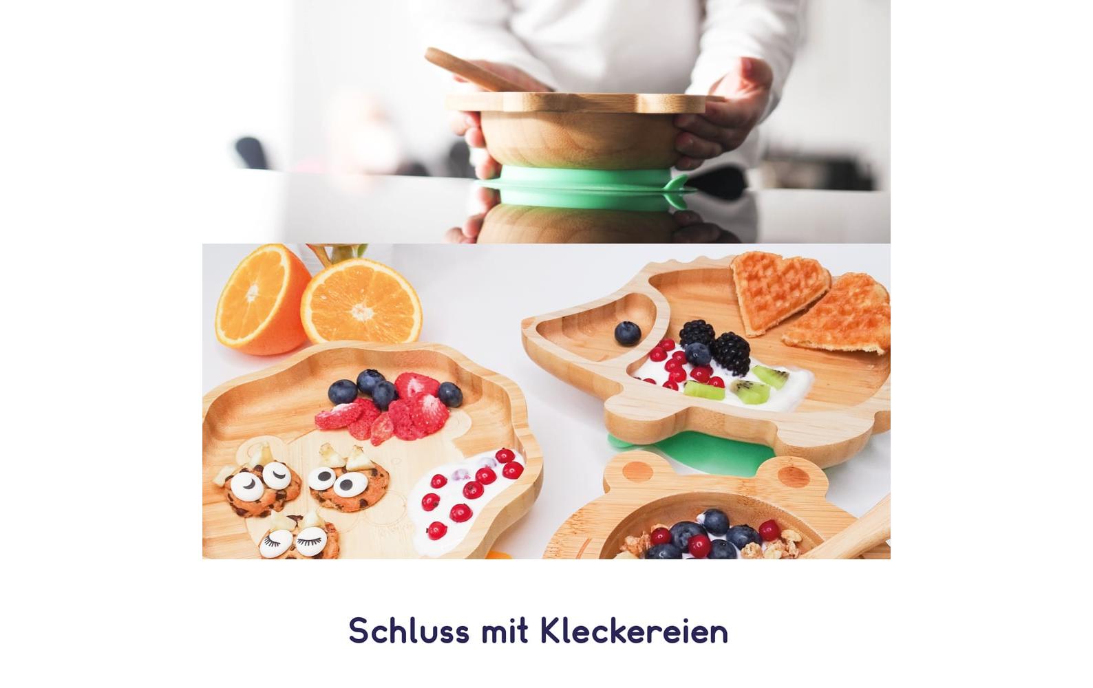 Kleinfuchs Kinderteller Bambus Eule Grün