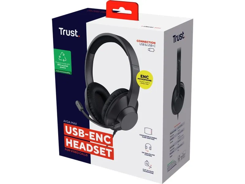 Trust Headset Ayda Max USB-ENC headset Trust Headset Ayda Max USB-ENC headset