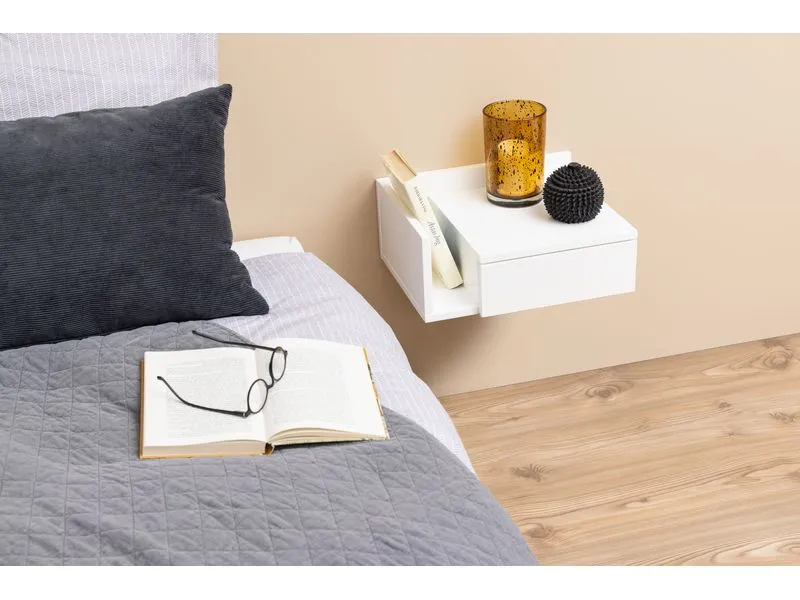AC Design Nachttisch Ashlan 40 cm x 16.5 cm, Weiss glanz