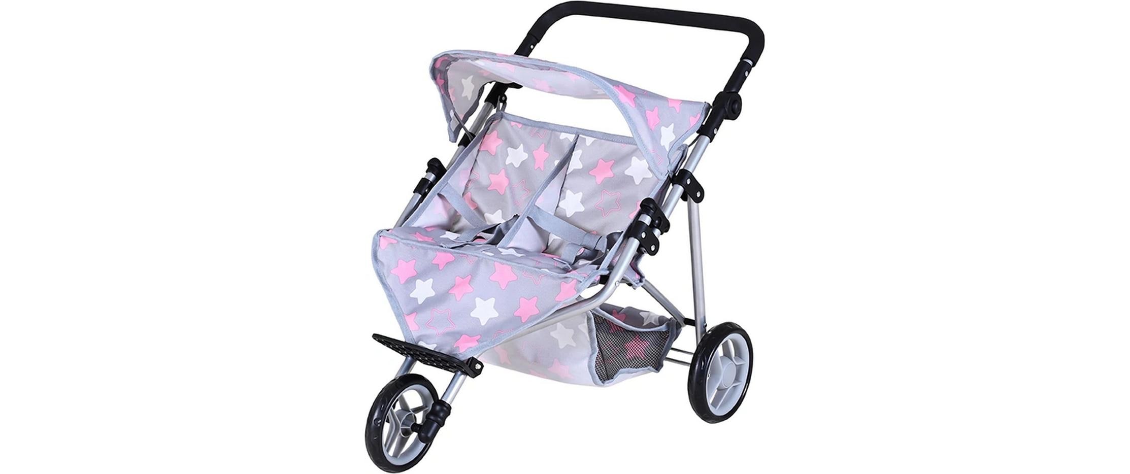 Knorrtoys Zwillingspuppenwagen Star Grey Pink