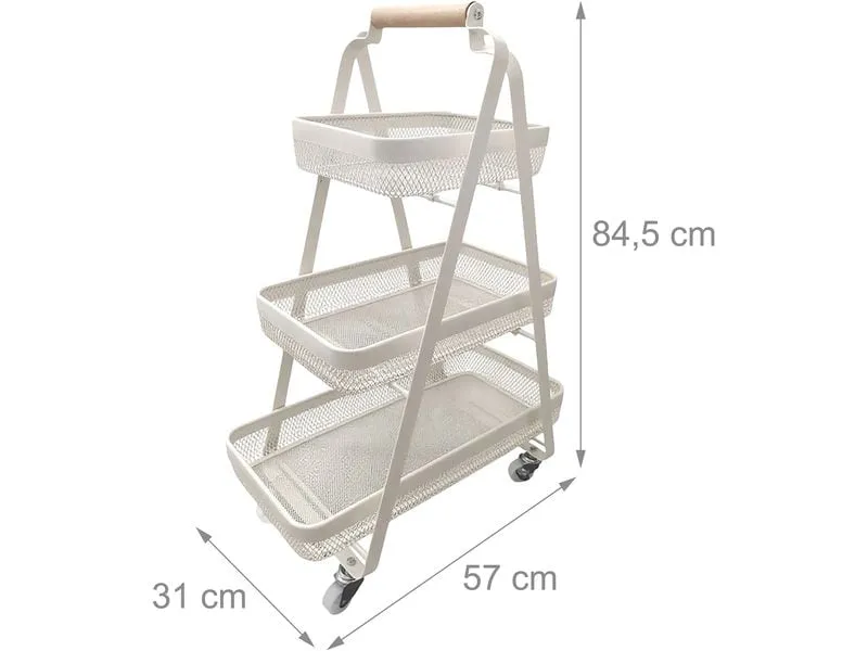 relaxdays Küchenwagen 84.5 x 57 x 31 cm Weiss