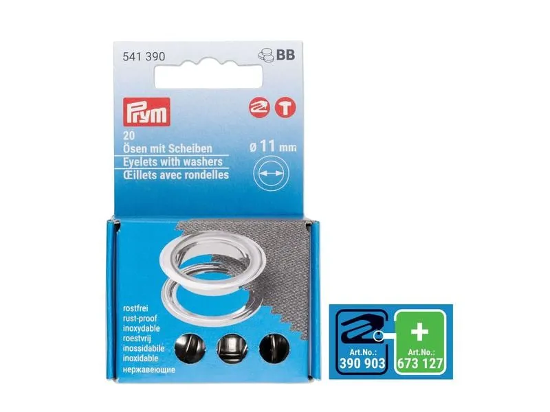 Prym Ösen mit Scheiben 11 mm Prym Ösen mit Scheiben 11 mm