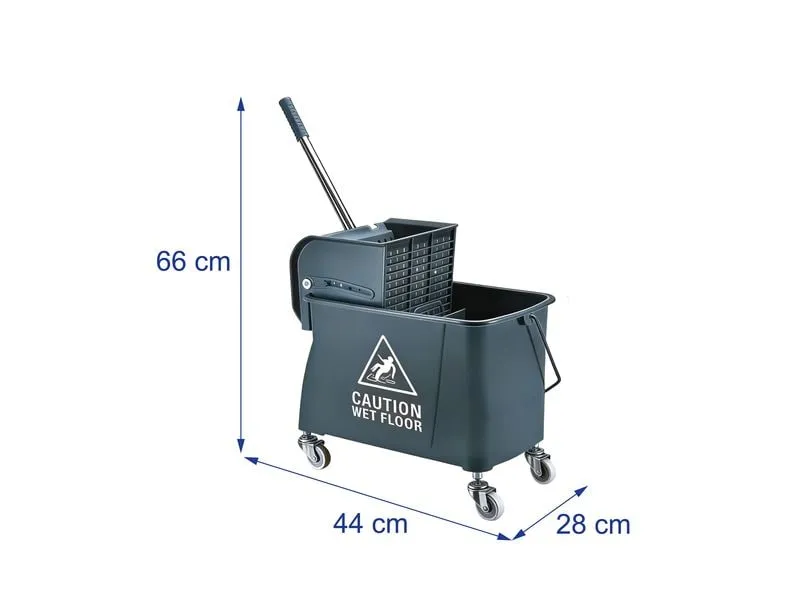 relaxdays Reinigungswagen 22 l, Silber/Grau/Weiss