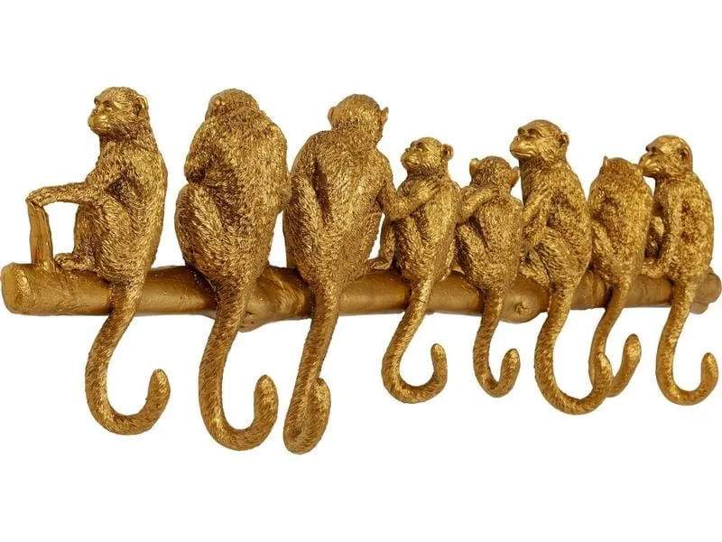 Kare Wandgarderobe Monkey 8 Haken, Gold Kare Wandgarderobe Monkey 8 Haken, Gold