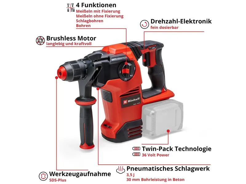 Einhell Professional TP-HD 36/30 Li BL +4 3.5 J, SDS Plus, Solo