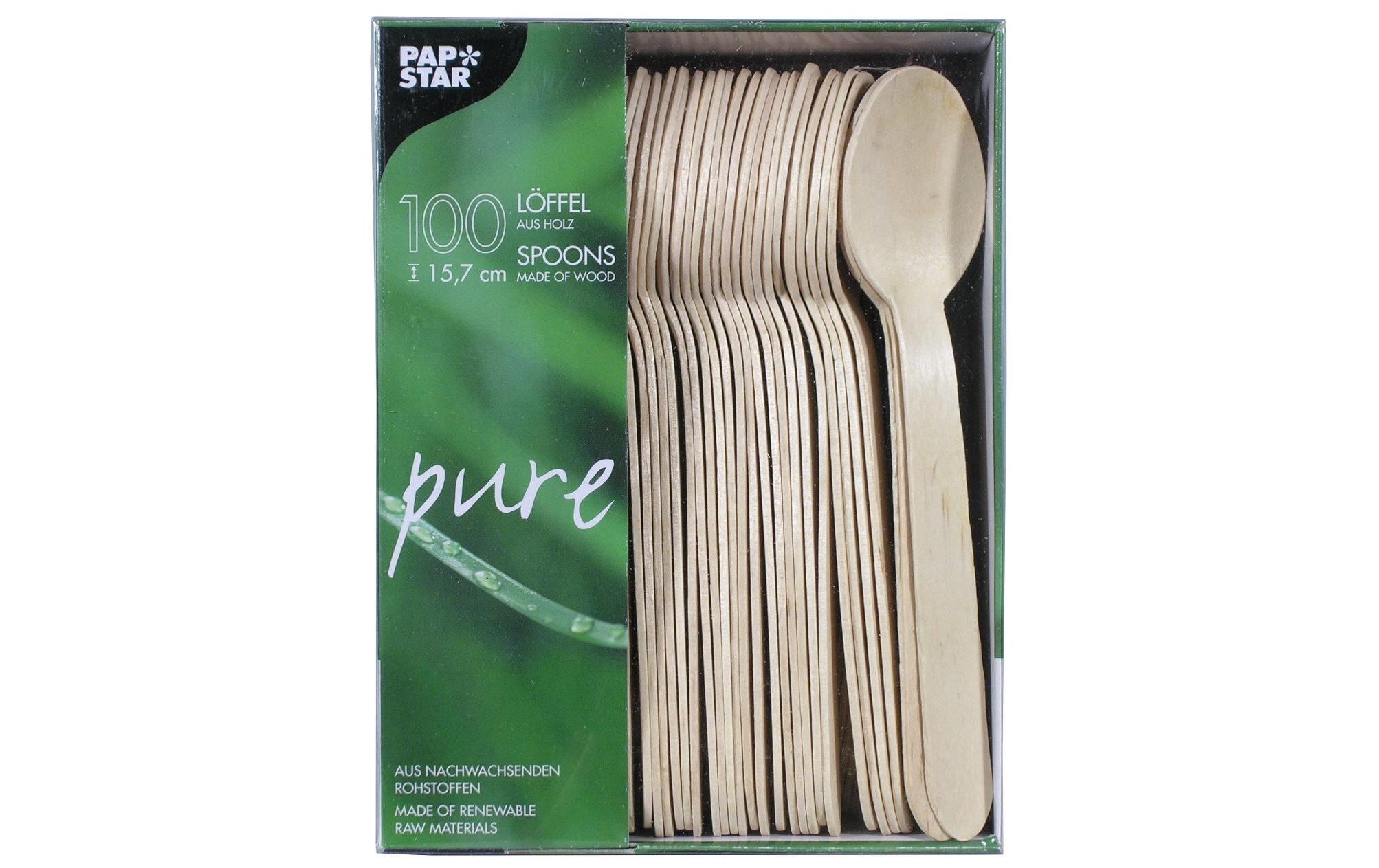 Papstar Einweg-Löffel Pure Holz 100 Stück Braun
