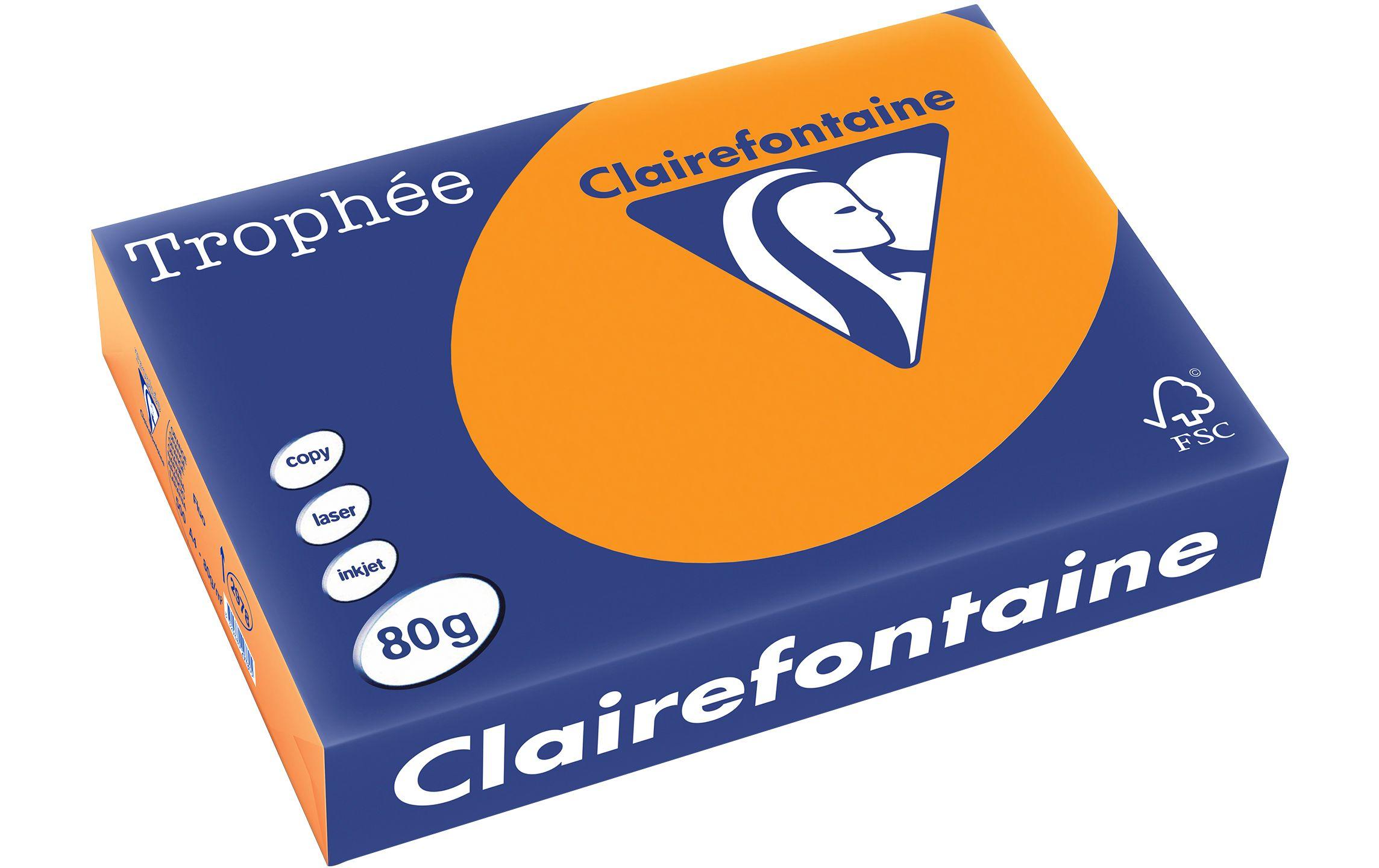 Clairefontaine Kopierpapier Trophée A4, 80 g/m², Neonorange, 500 Blatt