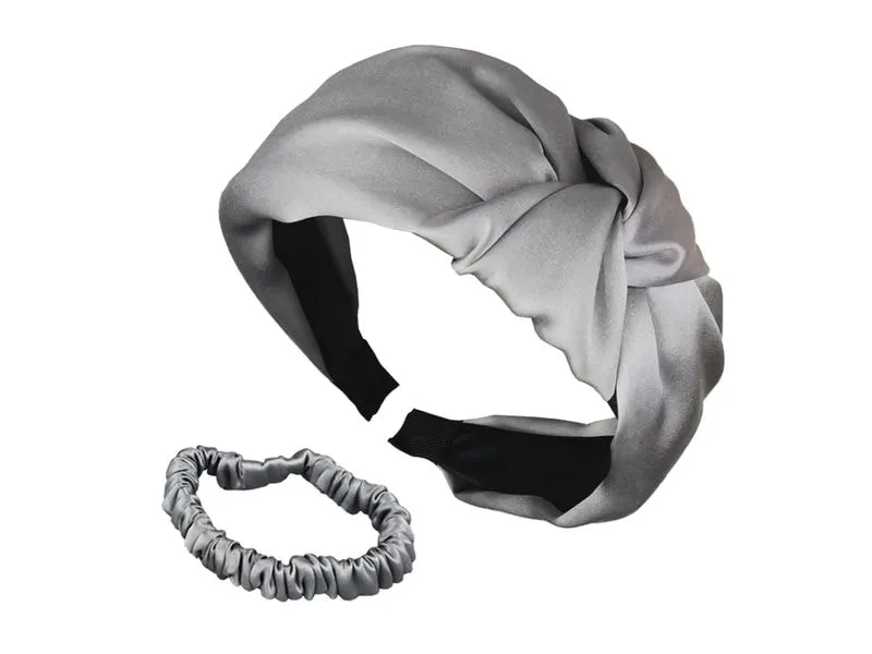 Ailoria Haarreif und Haargummi Set, Maulbeerseide, Grau